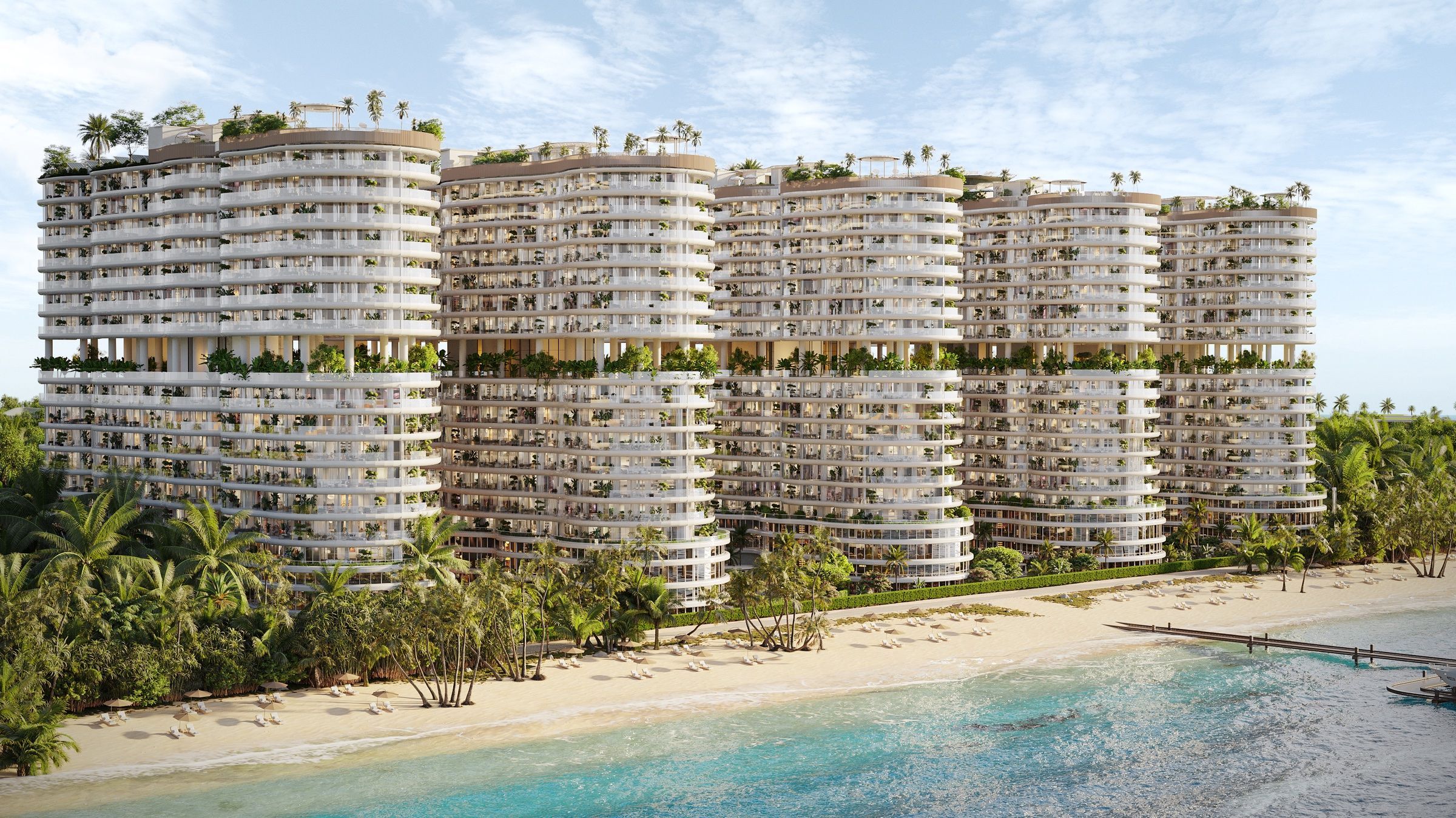 Le torri di AMRA Wellness Resort sulla spiaggia
