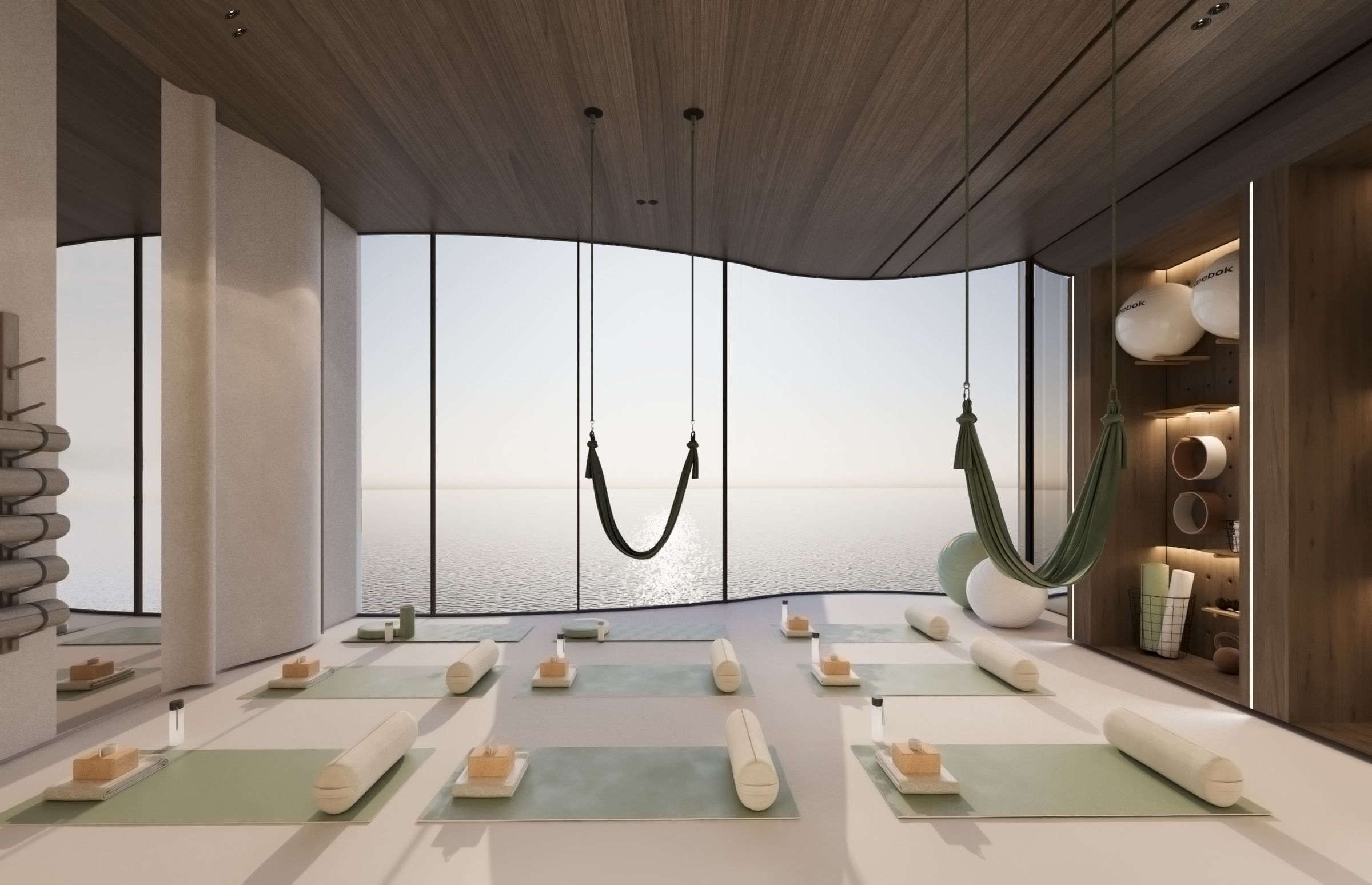 Sala yoga affacciata sul mare